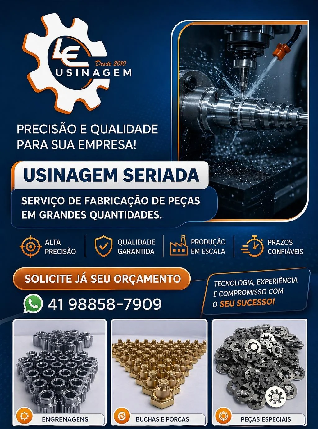 Material da LE Usinagem sobre usinagem seriada: fabricação de peças em grandes quantidades